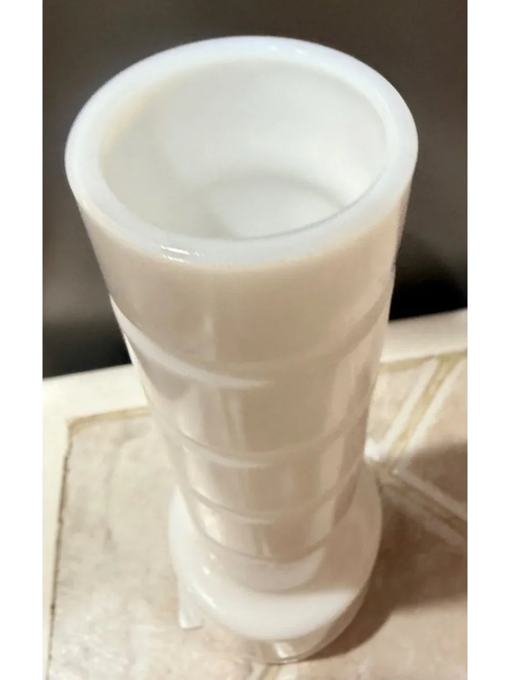 Hoosier Glass Tall White Milk Glass bud Vase Ribbed  white cylinder
